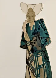 Retrato de moda elegante em azul-petróleo