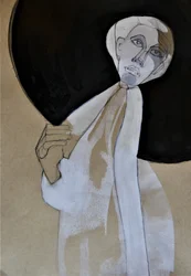 Mulher elegante com chapéu preto