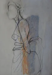 Esboço de uma figura com drapeado gracioso