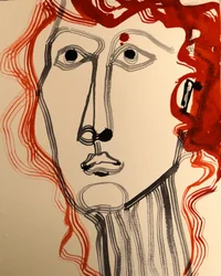 Retrato moderno de uma mulher ruiva