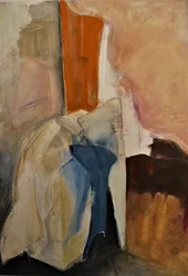 Formas abstratas em laranja e azul