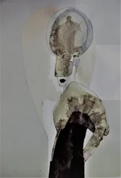 Perfil abstrato e pensativo