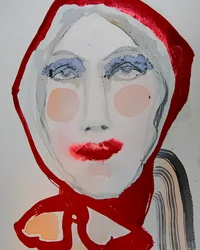 Retrato de uma mulher com capuz vermelho
