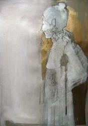 Figura abstrata serena em ouro