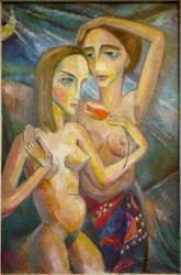Duas meninas com tulipa
