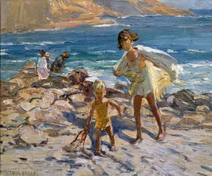 À beira-mar (óleo sobre cartão)