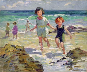 Crianças a remar (óleo sobre tela)