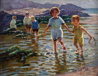 Crianças a brincar (óleo sobre tela)