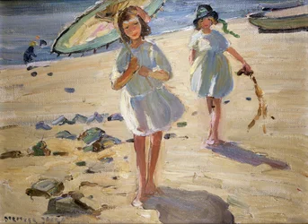 Amigos na praia (óleo sobre tela)