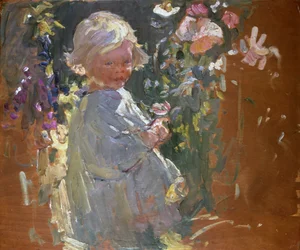 Apanhar flores (óleo sobre cartão)