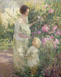 Apanhar flores (óleo sobre tela)