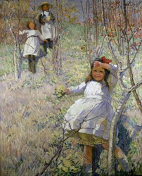 Apanhar prímulas (óleo sobre tela)