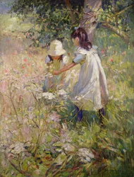 Apanhar flores silvestres (óleo sobre tela)