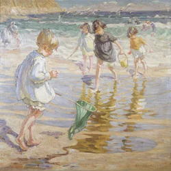 Brincar à beira-mar (óleo sobre tela)