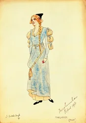 Esboço de vestuário para Marguerite para performance Faust, de Carleton Smyth