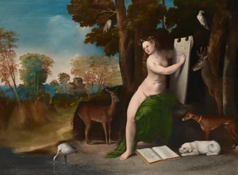 Circe e os seus amantes numa paisagem, c.1525 (óleo sobre tela)