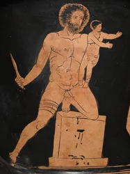 Detalhe de uma figura vermelha lekythos