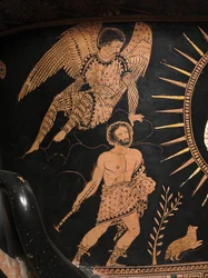 Detalhe de uma figura vermelha lekythos
