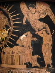 Detalhe de uma figura vermelha lekythos