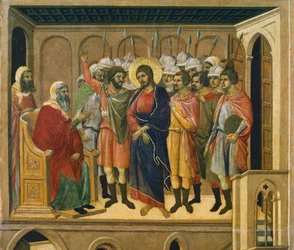 Cristo Diante do Sumo Sacerdote, detalhe do azulejo de Episódios da Paixão e Ressurreição de Cristo, superfície invertida de Maesta