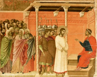 Cristo diante de Pilatos, detalhe do azulejo de Episódios da Paixão e Ressurreição de Cristo, superfície invertida de Maesta