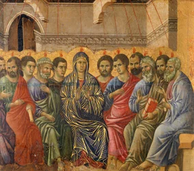 Pentecostes, detalhe de Episódios da Paixão e Ressurreição de Cristo, superfície invertida de Maesta