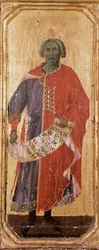 O Profeta Salomon Detrempe sobre madeira por Duccio di Buoninsegna (1255-1318/9) 1308-1311 Dim. 42,5x16 cm Siena, Museu da Ópera Metropolitana