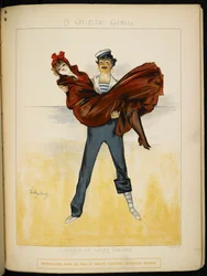 Uma garota nos braços de Auguste, atendente de banho, na Riviera (ilustração)