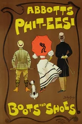 Reprodução de um cartaz publicitário &39;Sapatos e Botas Abbotts Phit-Eesi&39;