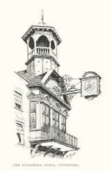 Relógio de Guildhall, Guildford (litografia)