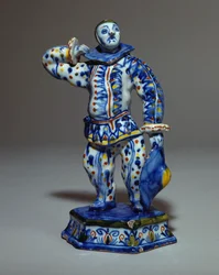 Uma figura holandesa de Delft de Arlequim, c.1720