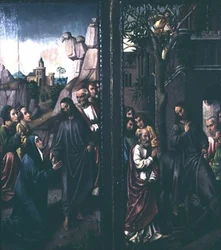 Cristo despedindo-se de sua mãe; a entrada de Cristo em Jerusalém, c.1500
