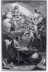Frontispício de Elemens de la Philosophie de Neuton por Voltaire (1694-1778) publicado em Amsterdã, 1738