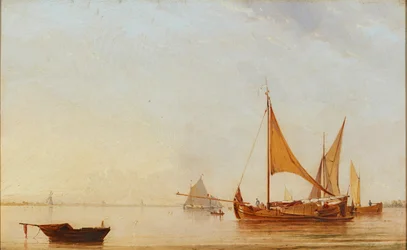 Harbouring Boats at Dawn (óleo a bordo)