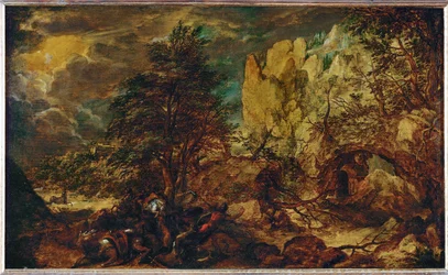 Paisagem nocturna (pintura sobre madeira de carvalho)