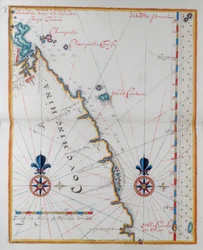Mapa de Cochin-China, Ásia.