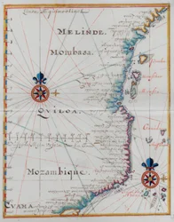 Mapa de Mombaça, África Oriental.