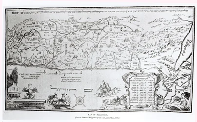Mapa da Palestina, da Hagadá da Páscoa, impresso em 1695