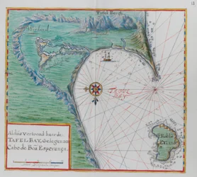 Mapa do Cabo da Boa Esperança. Table Bay, África do Sul.