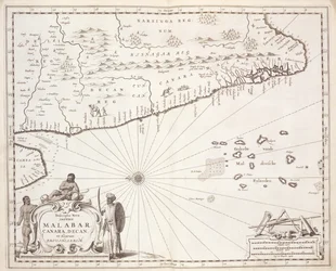 Mapa da costa de Malabar, Índias Orientais, 1672