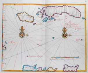 Mapa mostrando Bouro e Ceram (Seram), Indonésia.