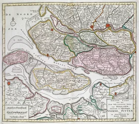 Nieuwe Kaart der van het Zuid Westelykste deel van Holland, behelzende de Baljuwschappen Voorne, Putten, enz. [Trinta e seis mapas dos Países Baixos]Isaak TirionBet entre 1739 e 1757.