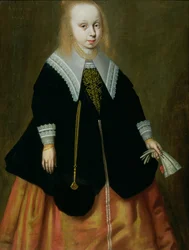 Retrato, jovem, menina, friesland, escola, 1644