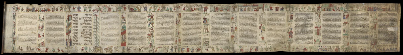 Pergaminho de Ester, provavelmente holandês, c.1630 ou 1640, MS Or. 1047 (tinta e cor sobre pergaminho)