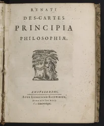 Página de rosto da filosofia de princípios de Rene Descartes