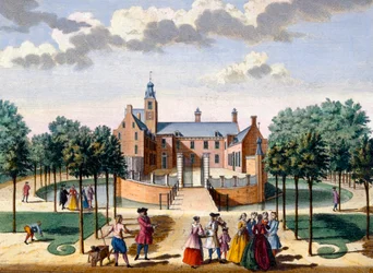 Vista de Adrichem House, de The Zeganpralent Kennemerlant por Hendrick de Leth e Matthias Brouerius Van Nidek, publicado em c.1700-1730