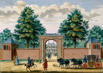 Vista de Akredam House, de The Zeganpralent Kennemerlant por Hendrick de Leth e Matthias Brouerius Van Nidek, publicado em c.1700-1730