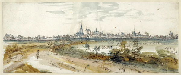 Vista da Calcar, finais do século XVII (caneta e tinta castanha com aguarela sobre papel)