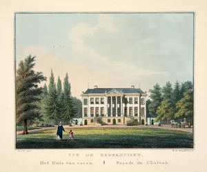 Vue de Broekhuisen. A casa da frente. Fachada do Château