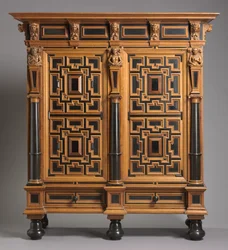 Roupeiro (Kast), feito na Holanda, c.1625-1650 (carvalho com folheados de ébano e pau-rosa)